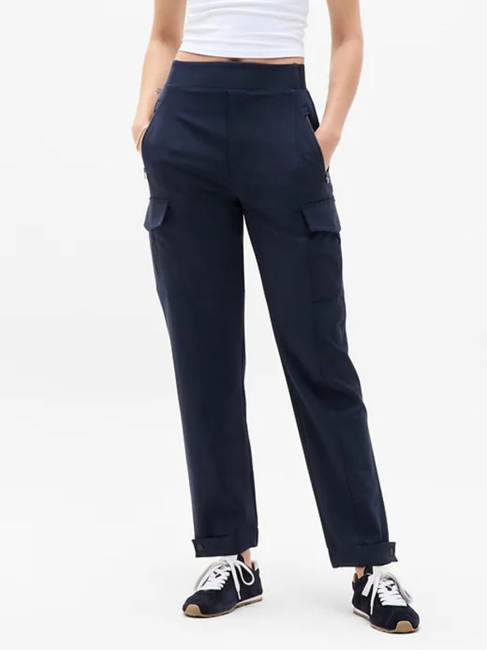 Athleta Endless High Rise Cargo Pants Navy Blue 6P 6 P #467187